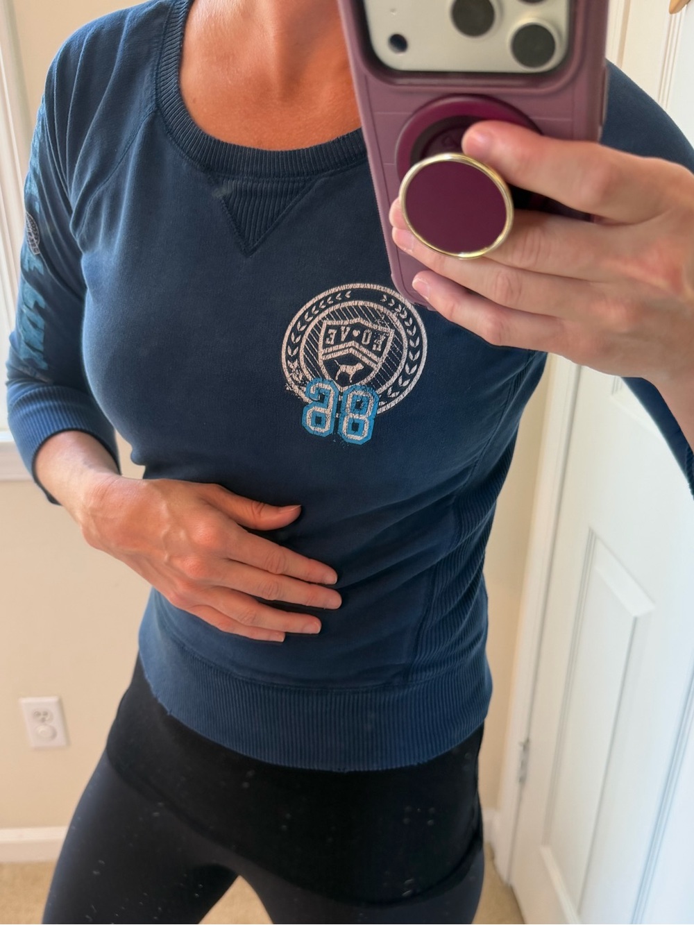 PINK Victoria's Secret Navy Sweatshirt with Light Blue 86 Accent
